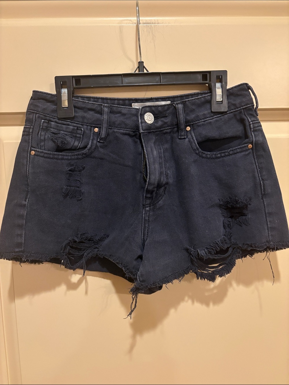 PacSun Washed Black Distressed Denim Cutoff Shorts